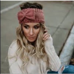 Pink Crochet Bow Headband